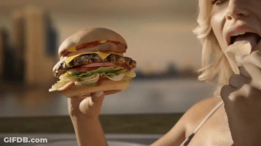 Hungry American Girl Eating Burger GIF