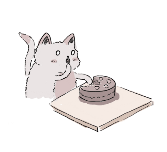 Hungry Cat Eating Cake GIF