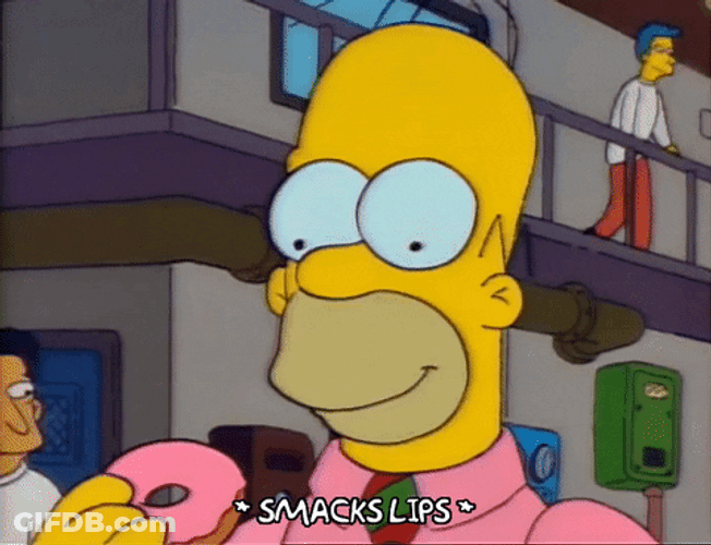 Hungry Homer Simpson Donut Smacks Lips GIF