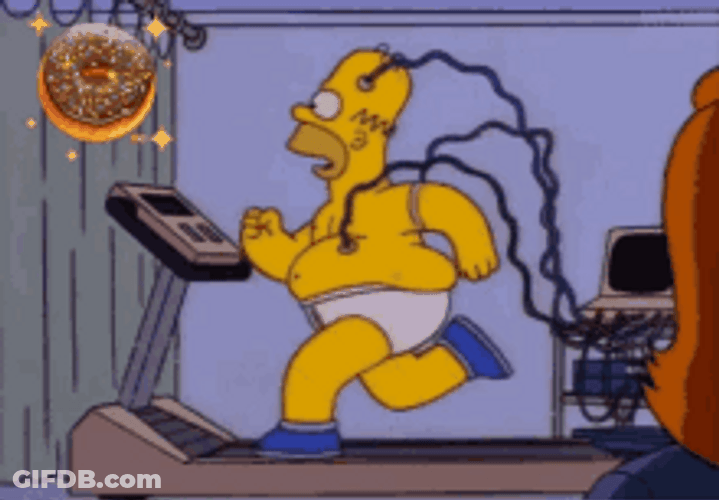 Hungry Homer Simpson Funny Exercising Cholate Glazed Donut GIF