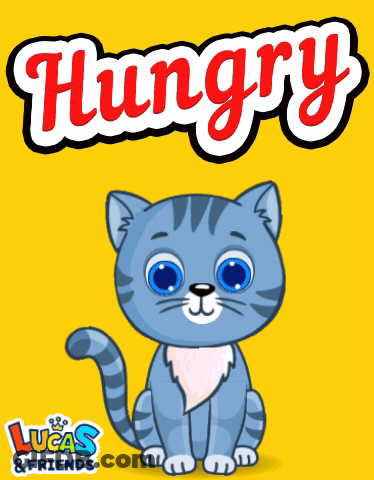 Hungry Lucas And Friends Advertisement With Blue Cat GIF