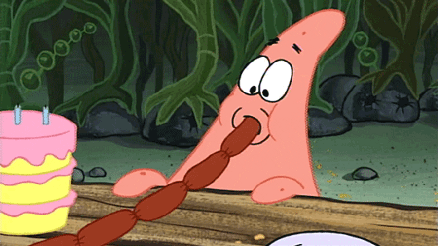 Hungry Patrick Star Loves Sausage GIF