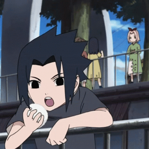 Hungry Sasuke Uchiha Eating Alone GIF