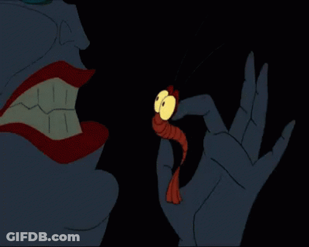Hungry Ursula Eating Shrimp GIF