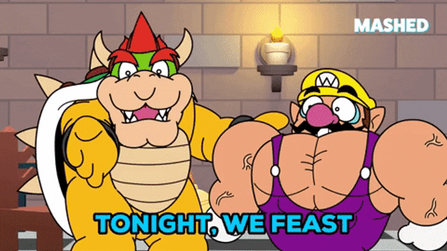 Hungry Wario Feasting GIF