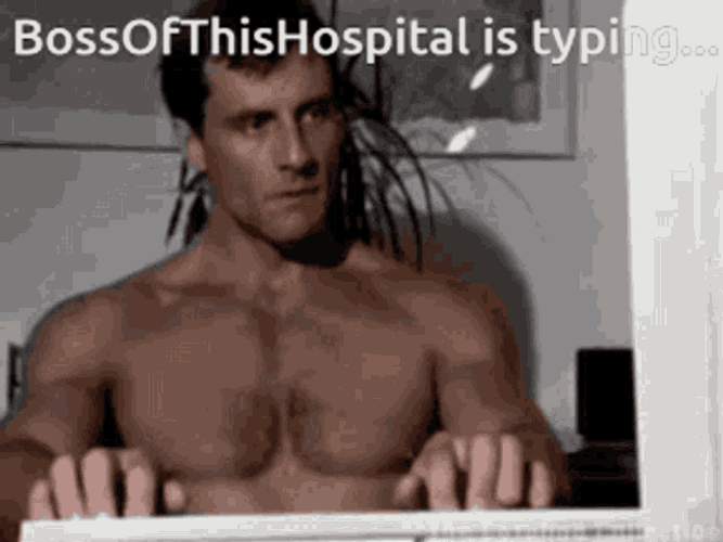 Hunk Man Typing GIF