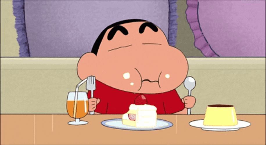 Hunrgy Crayon Shin Chan Eating Dessert GIF