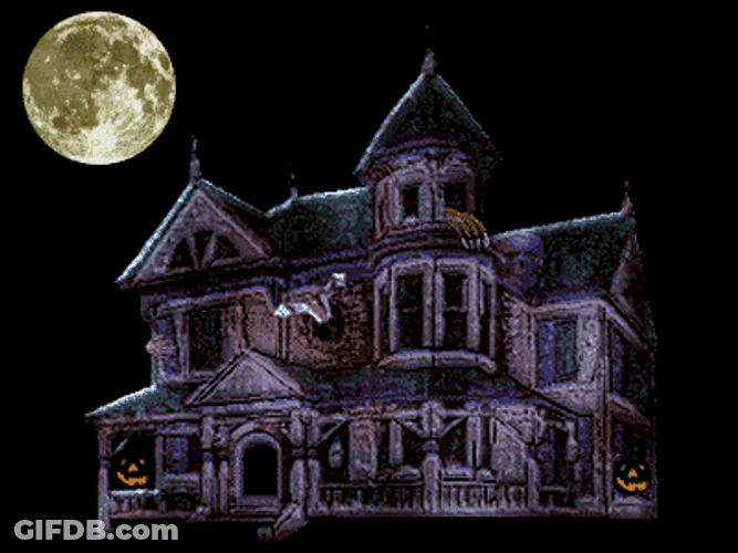 Hunted House Exploding Creatures At Night GIF