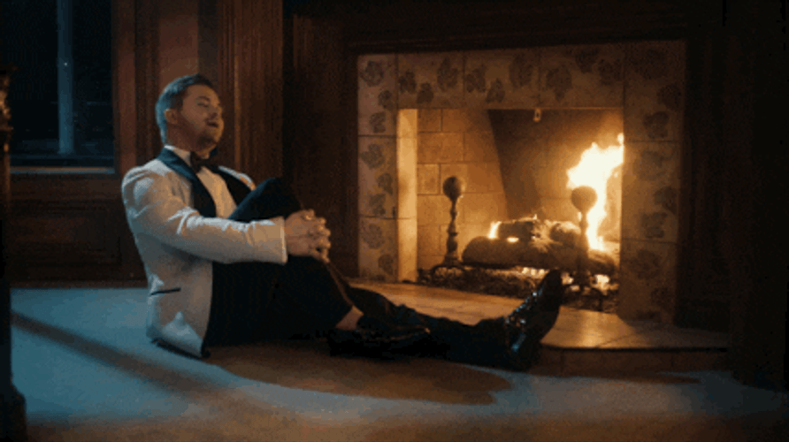 Hunter Hayes Singing Beside Fireplace GIF