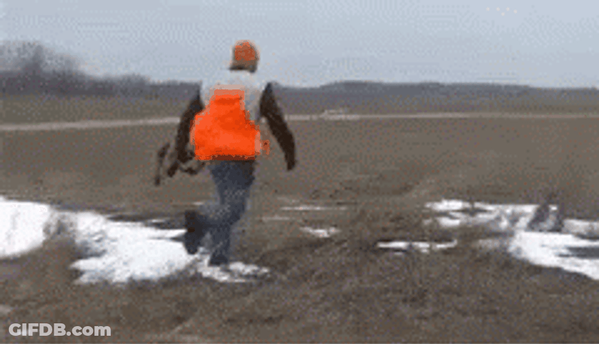 Hunting Man Chasing His Game GIF