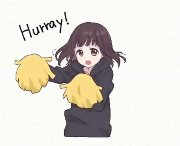 Hurray Cute Anime Girl Cheering GIF