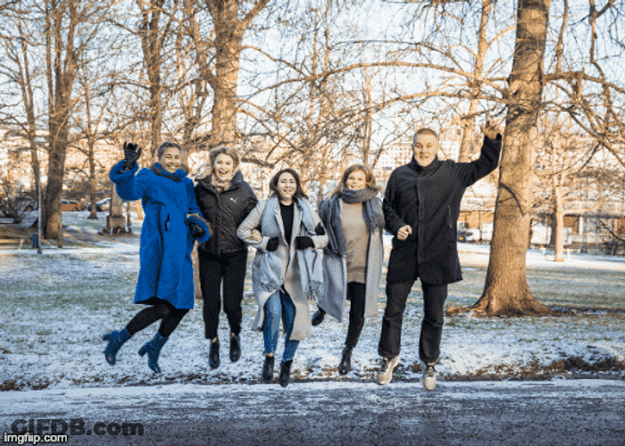 Hurray Jump Shot With Family Friends GIF