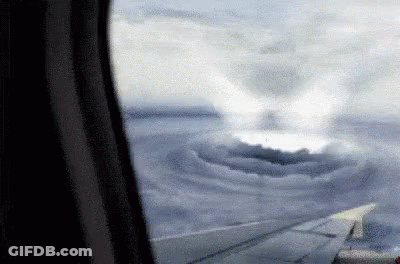Hurricane View From Airplane Window GIF