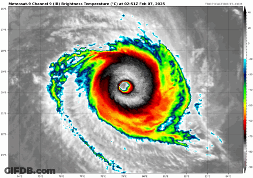 Hurricane With Meteosat-9 Channel 9 IR Brightness Temperature GIF