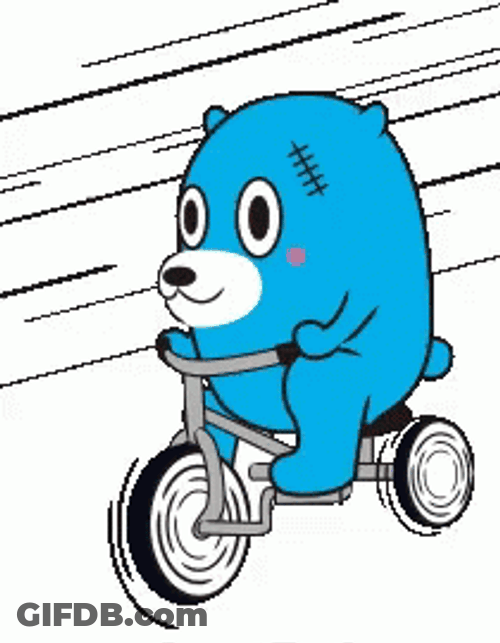 Hurry Up Cute Animated Bear Biking GIF