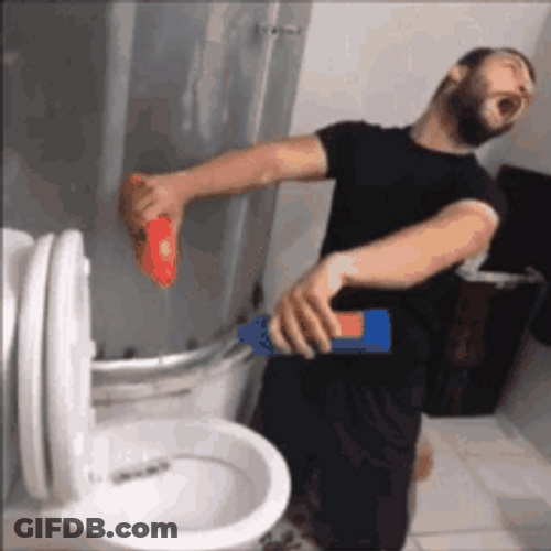 Husband Cleaning The Entire House With Dog GIF