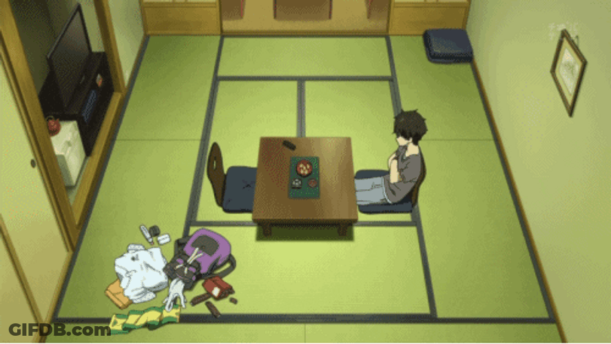Hyouka Bored Oreki Watching TV GIF