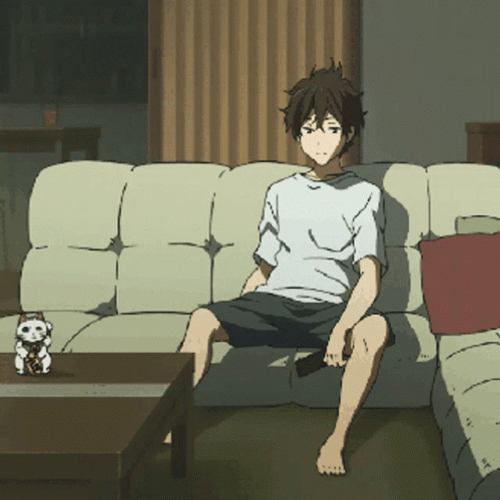 Hyouka Hotaro Oreki Watching TV GIF