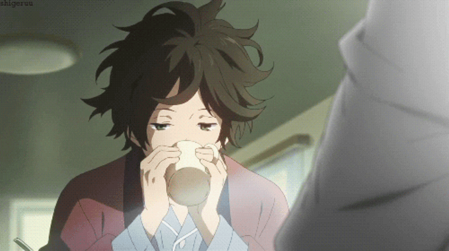 Hyouka Oreki Sigh Drinking Tea GIF