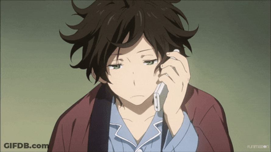 Hyouka Oreki Sleepy Phone Call GIF