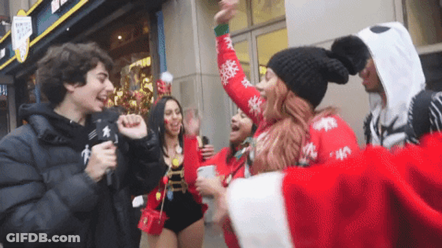 Hype Cheering SantaCon NYC GIF
