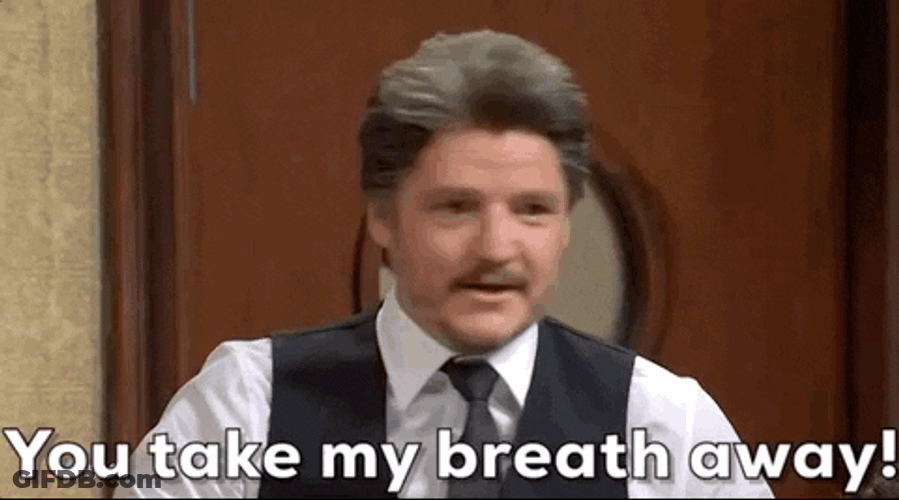 Hyped Pedro Pascal Eating Sandwich GIF