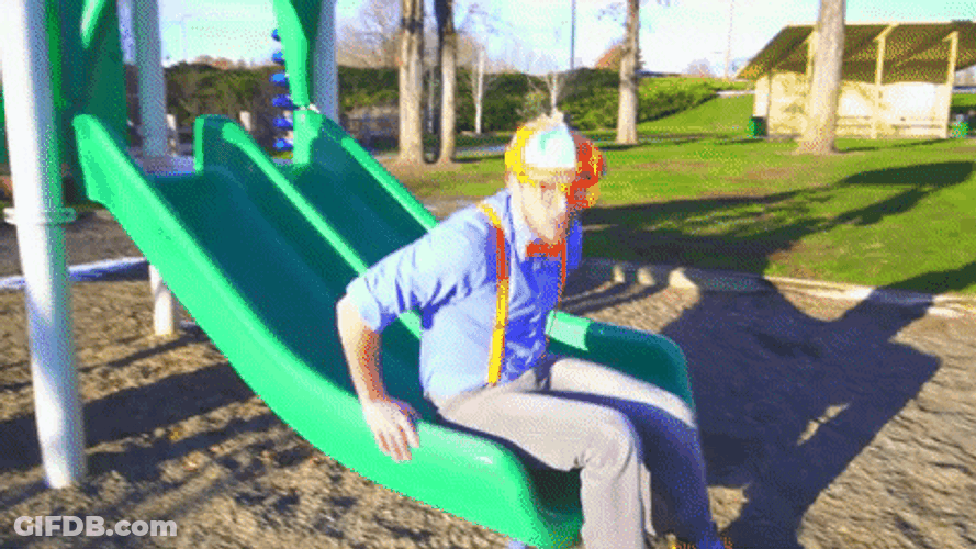 Hyper Blippi Playing Slide GIF