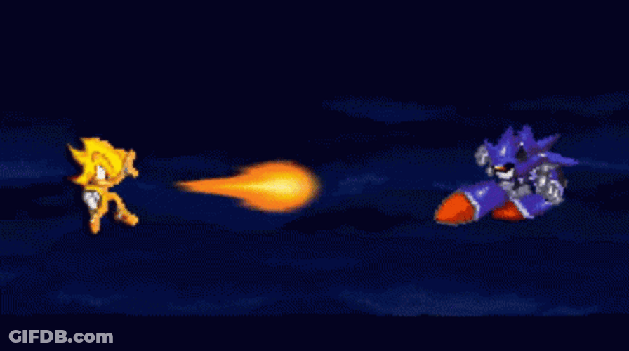 Hyper Sonic Fighting Shadic GIF