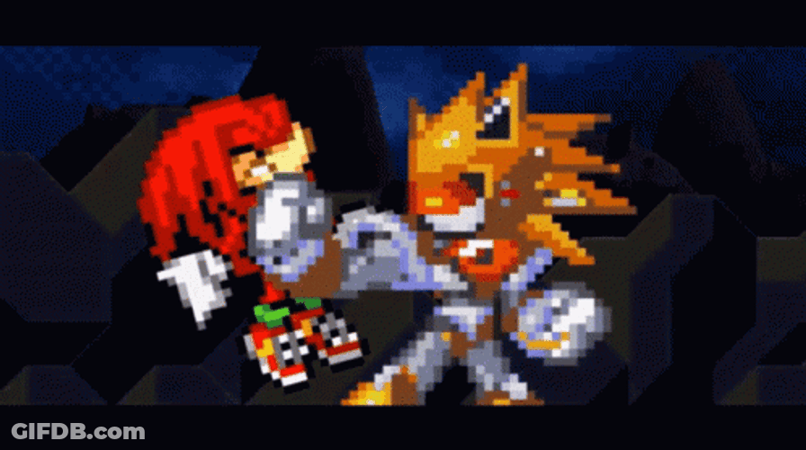 Hyper Sonic Knuckles Attacking GIF