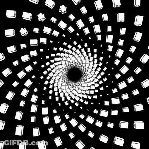 Hypno Whilte Squares Swirl Away GIF