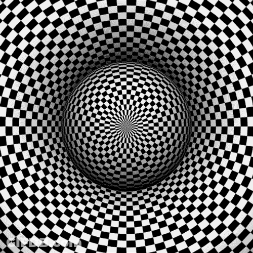 Hypnotic Optical Illusion Black And White Chess Grid GIF