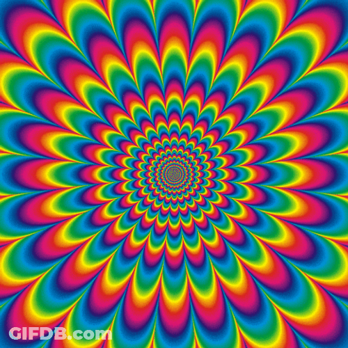 Hypnotic Optical Illusion Blooming Rainbow Flower GIF