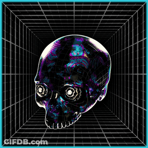 Hypnotic Optical Illusion Rainbow Crystal Skull GIF