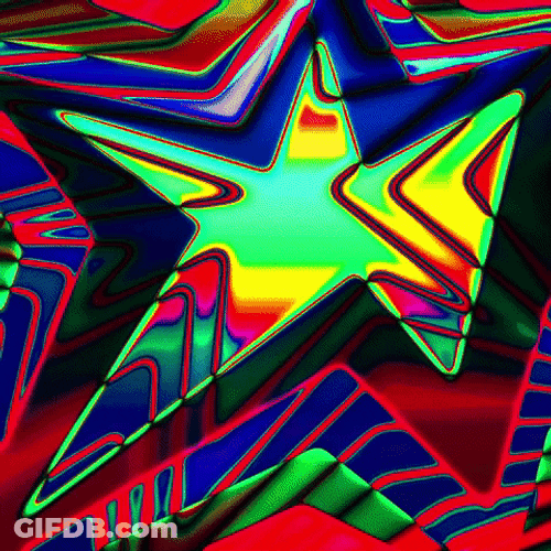 Hypnotic Optical Illusion Rainbow Glossy Star GIF