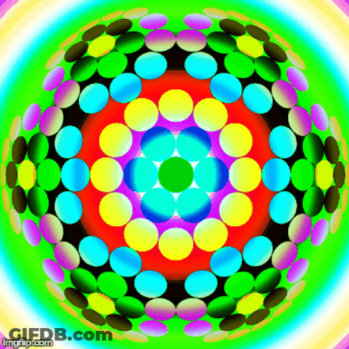 Hypnotic Optical Illusion Rotating Rainbow Circles GIF