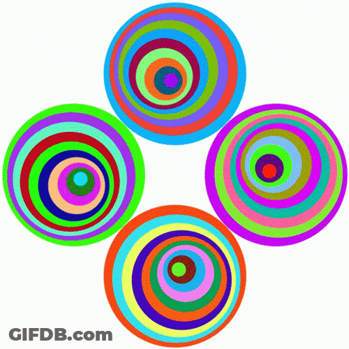 Hypnotic Optical Illusion Spinning Rainbow Swirls GIF