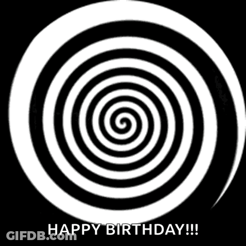 Hypnotic Spiral Man Face Happy Birthday GIF