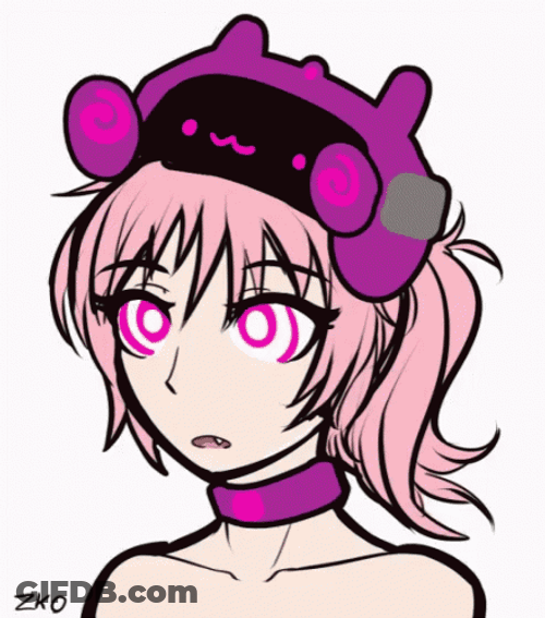Hypnotic Spiral Purple Girl Eyes GIF