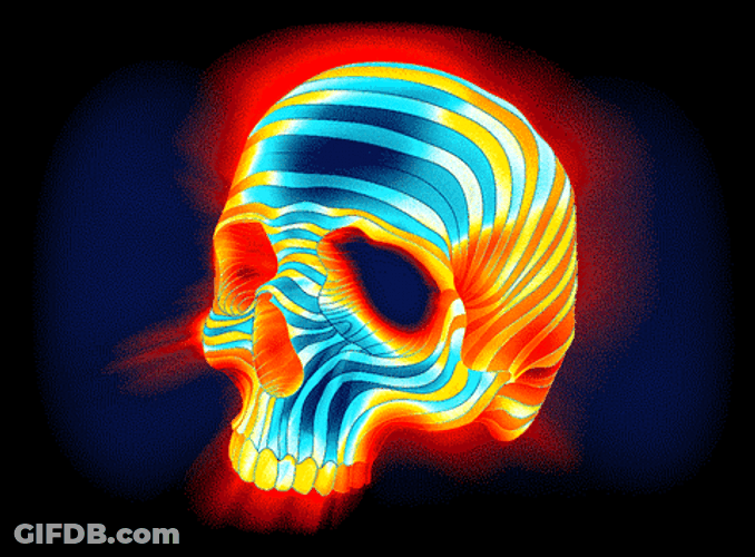 Hypnotizing Multi Colored Skull GIF