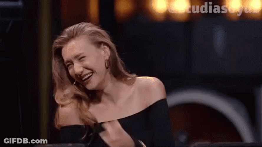 Hysterically Laughing Then Crying Woman GIF