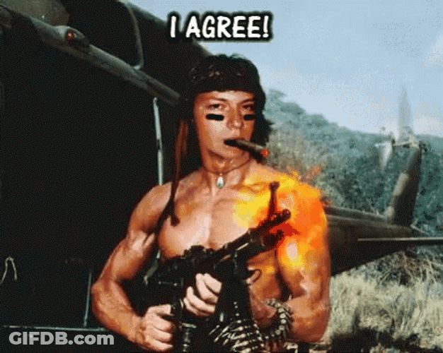 I Agree Rambo Machine Gun GIF