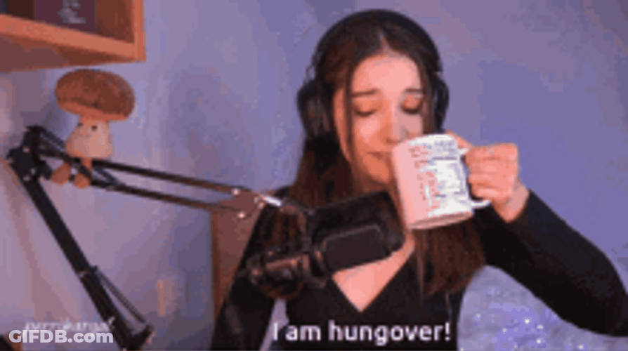 I Am Hungover Streamer Girl Drinking Coffee GIF