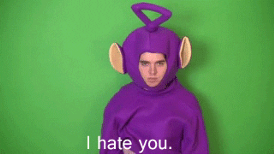 I Hate You Tinky Winky Man Teletubbies GIF