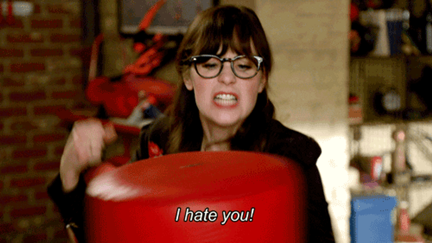 I Hate You Zooey Deschanel GIF