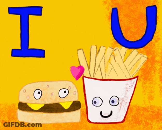 I Heart You Fast Food Burger Fries GIF