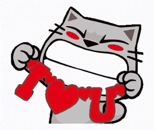 I Heart You Line Sticker Meow Zhua Animation 2 GIF