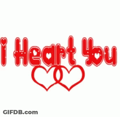 I Heart You Red Sparkling Text GIF