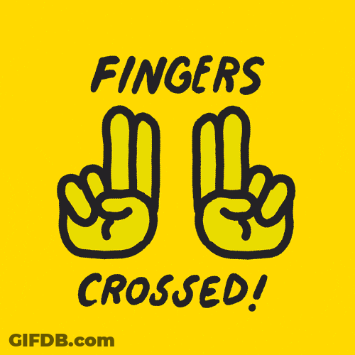 I Hope So Fingers Crossed Yellow Background GIF