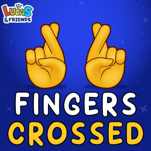 I Hope So Fingers Crosses Blue Background GIF