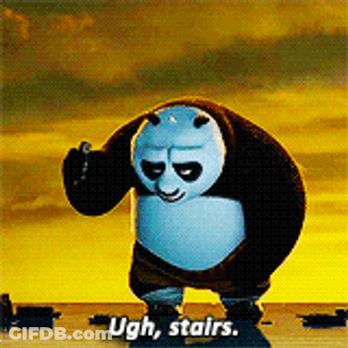 I Know Kung Fu But Ugh Stairs GIF
